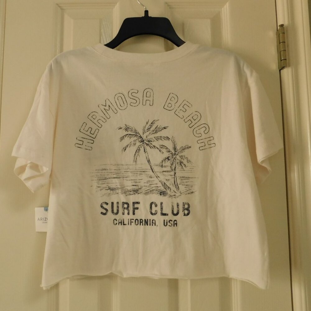 ARIZONA JEAN CO Womens Round Neck Pullover Crop Tee Boxy Juniors Medium